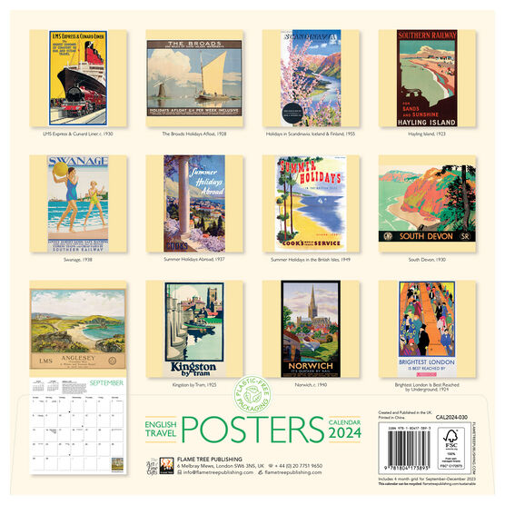 Vintage English travel posters 2024 wall calendar Calendars Tate
